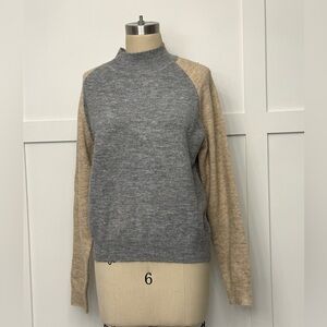 Heartloom Gray and Tan Crew Neck Sweater